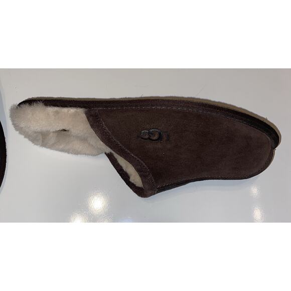 UGG Leisure Suede UGG Wool Lamb Fur Lined Slides Slippers Men's Size 9 Brown - Picture 6 of 7